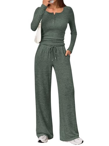 Trendy Queen Women's 2 Two Piece Matching Lounge Sets Fall Winter Airport Fashion Outfits Sweater Wide Leg Pants Sweat Suit Travel Cute Old Momey Clothes Casual Workout Sweatsuit Loungewear 2026 | Amazon (US)