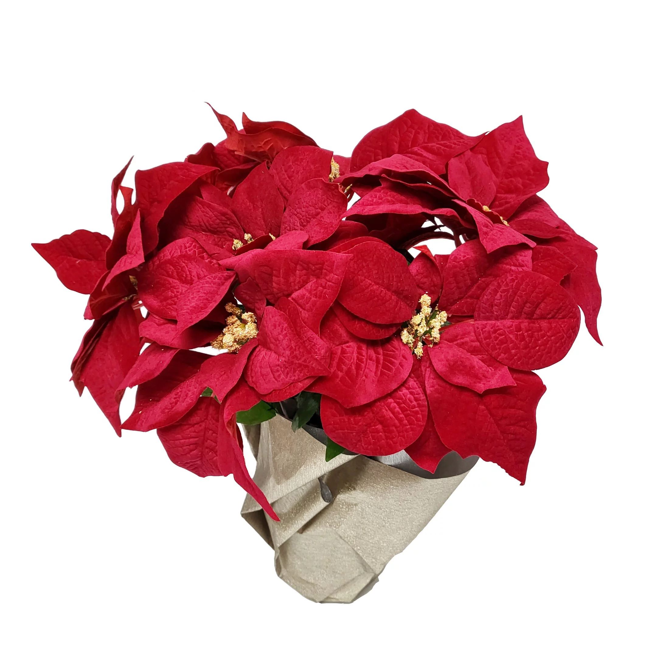 Holiday Time Red Velvet Deluxe Poinsettia Pot Christmas Decor | Walmart (US)