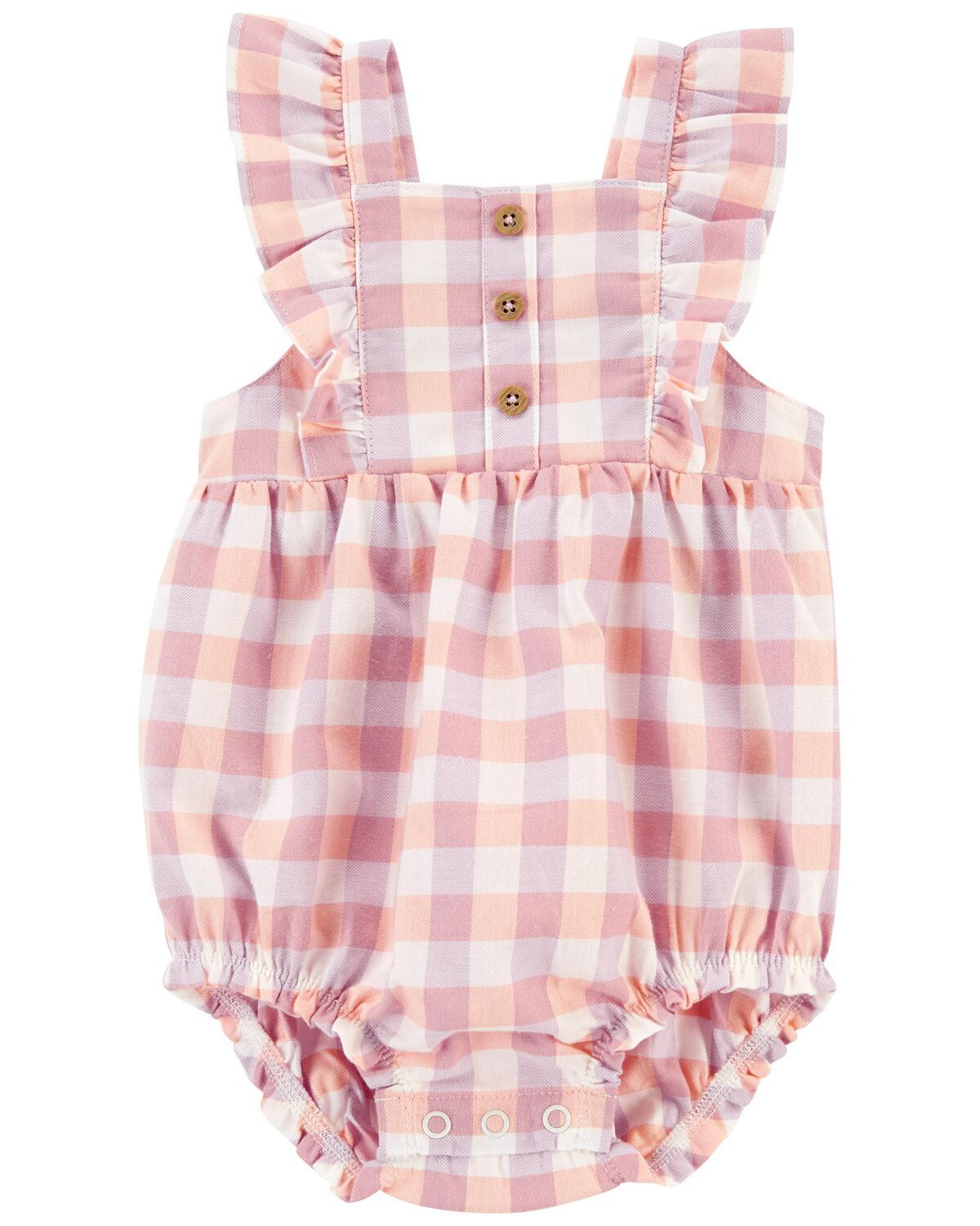 Pink Baby 1-Piece Pink Plaid Romper | carters.com | Carter's