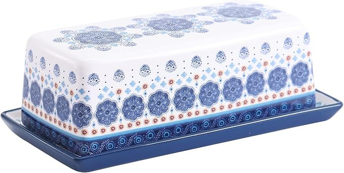 Bico Blue Talavera Ceramic Butter Dish with Lid, Wide Butter Keeper for Counter, Kitchen Countert... | Amazon (US)