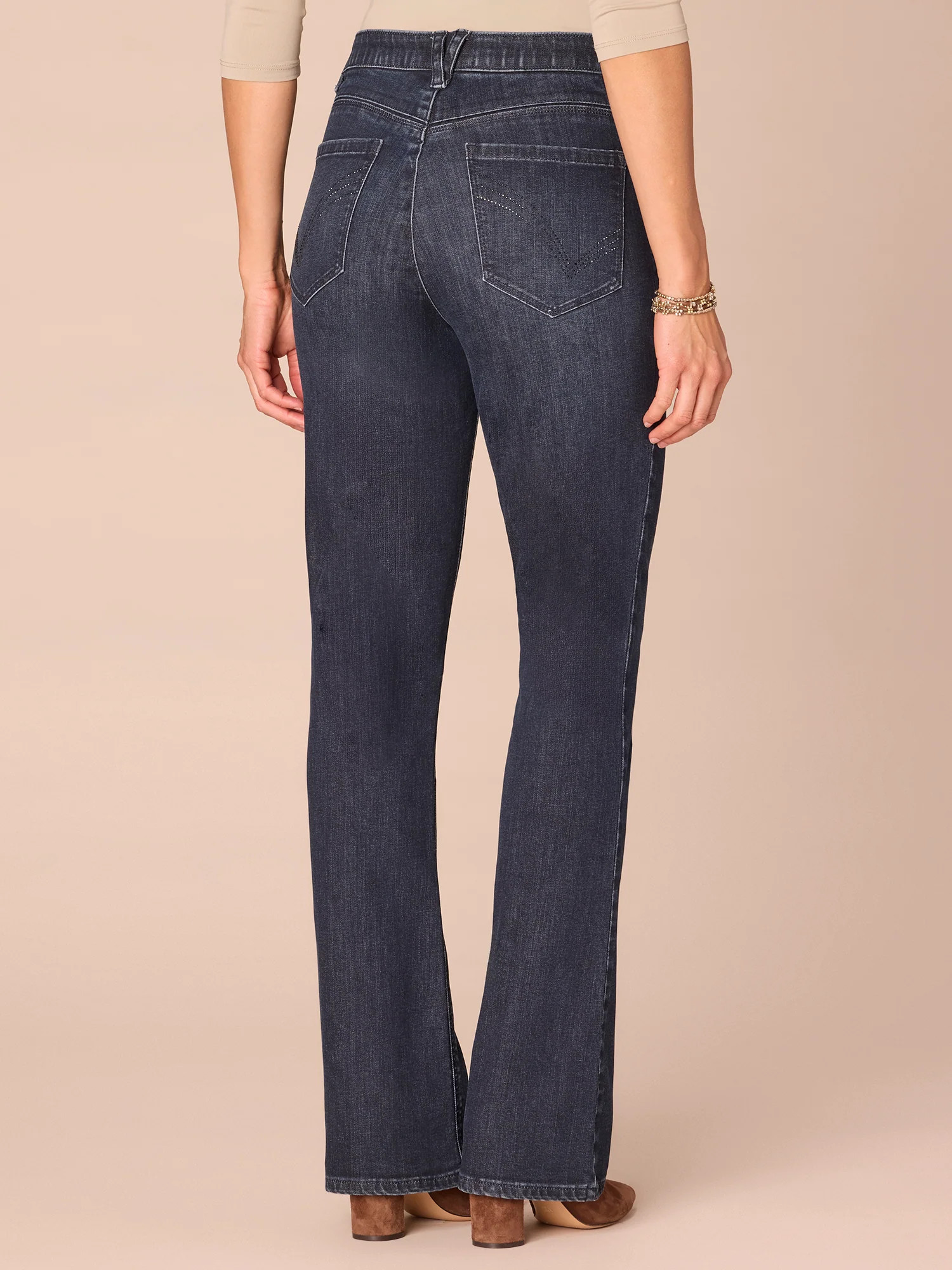 "Ab"solution® High Rise Rhinestone Cascading "D" Itty Bitty Boot Jeans | Democracy Clothing