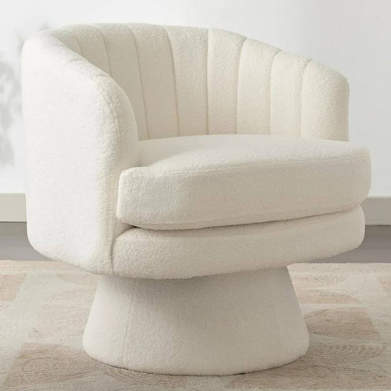Yaheetech Upholstered Club Chair Boucle  Accent Barrel Chair, Ivory $115.99 | Walmart (US)