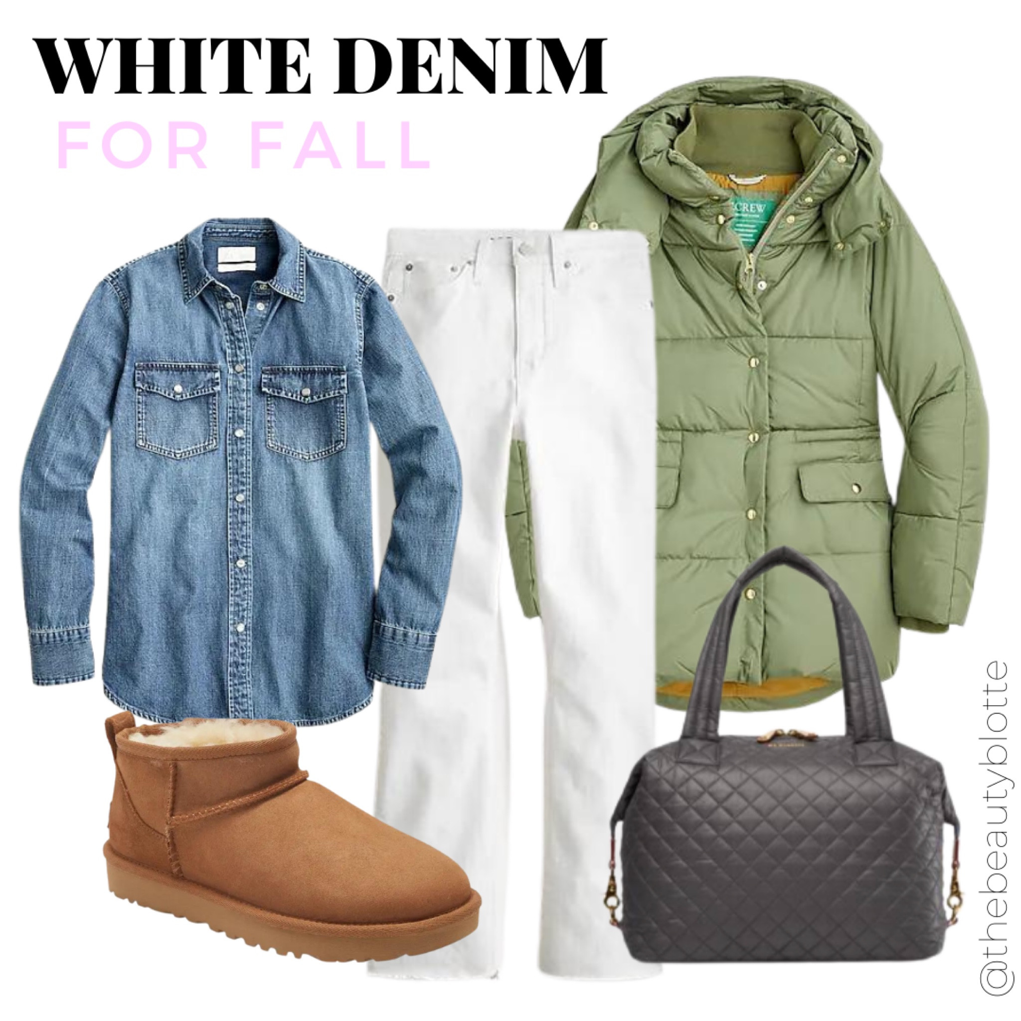 White denim for Fall.

Puffer coat
Uggs
Denim shirt
Quilted tote


#LTKSeasonal #LTKsalealert #LTKstyletip