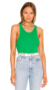 MONROW Rib Narrow Tank in Leaf from Revolve.com | Revolve Clothing (Global)
