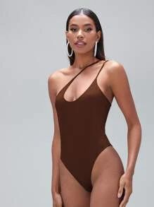 SHEIN BAE One Shoulder Solid Bodysuit SKU: sw2209284730124468(500+ Reviews)$7.00$6.65Join for an ... | SHEIN