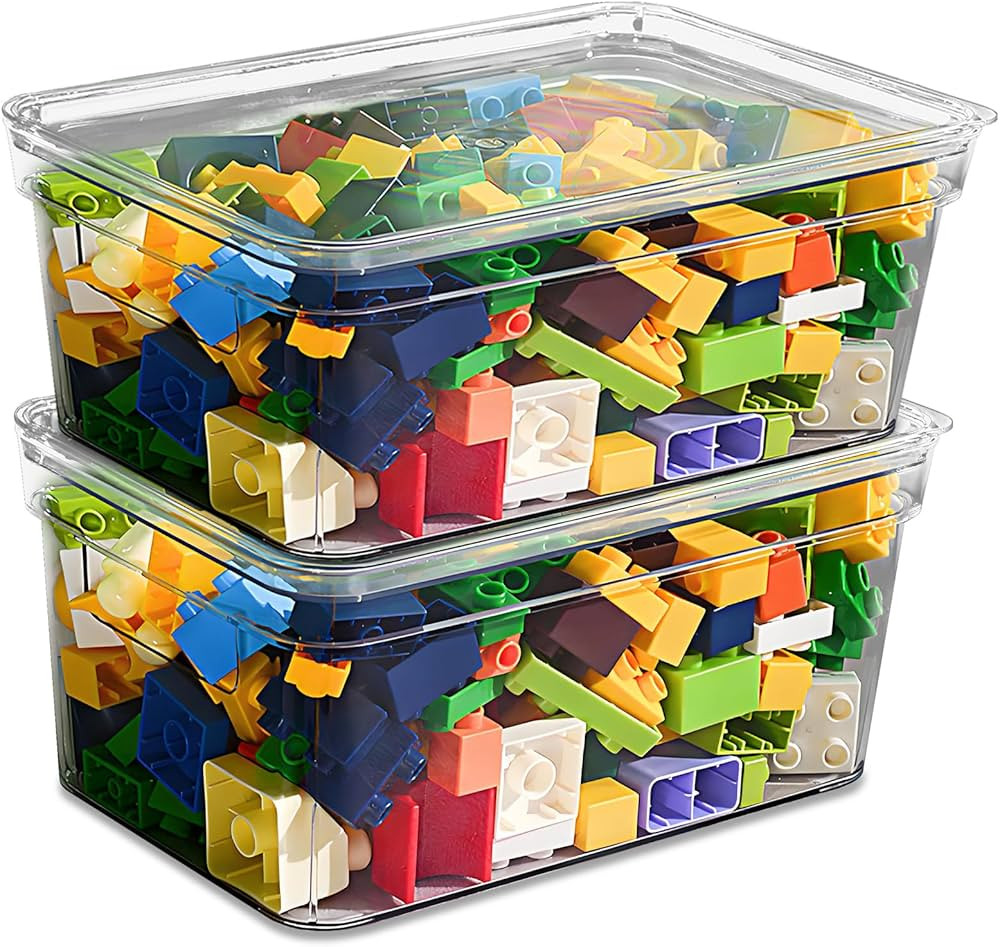 Clear Toy Storage Bins, Small Storage Containers with Lids, Small Plastic Storage Bins, Toy Organ... | Amazon (US)