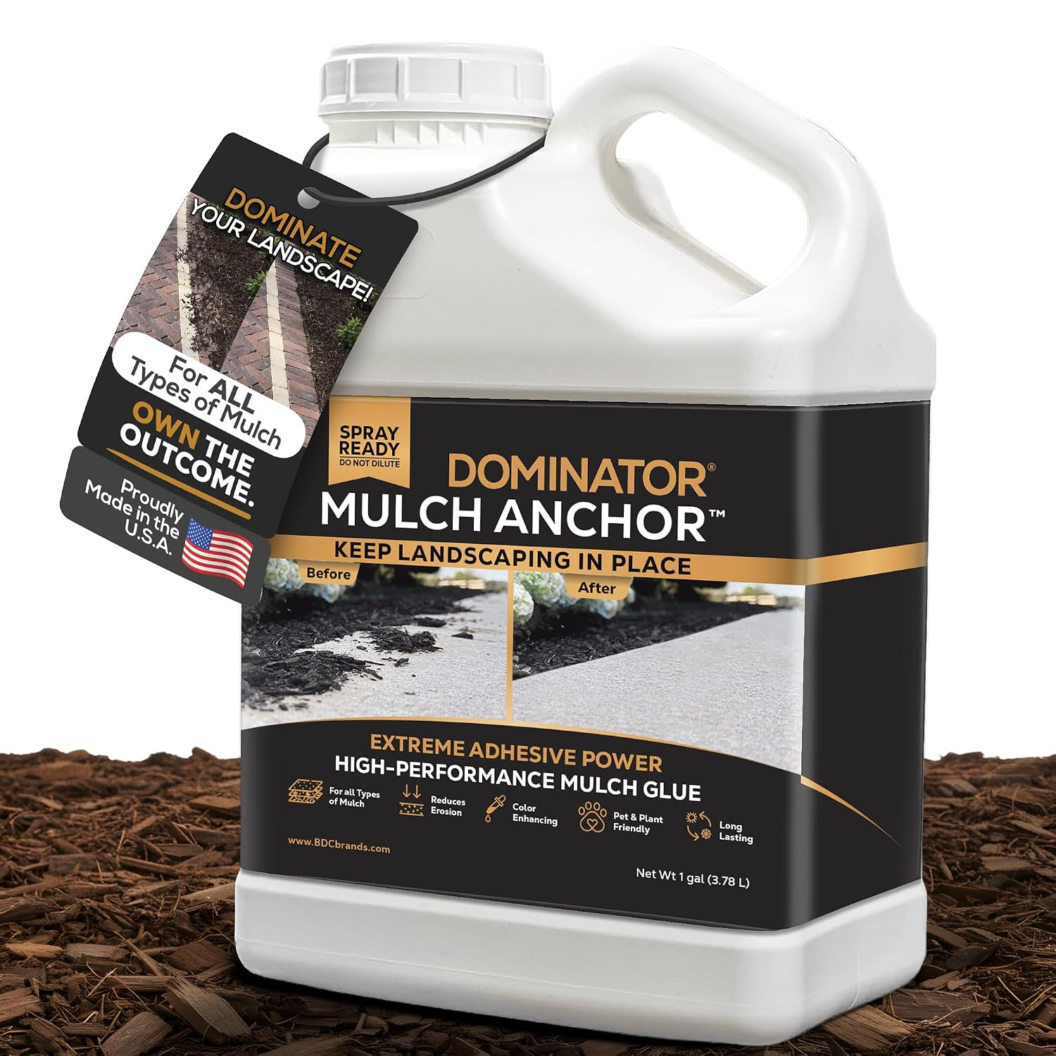 Dominator Mulch Anchor 1 Gallon - Mulch Glue & Gravel Binder, Rock Glue for Landscaping, Pea Gravel & Bark, Strong Stabilizer & Stone Glue Adhesive, Made in the USA | Amazon (US)