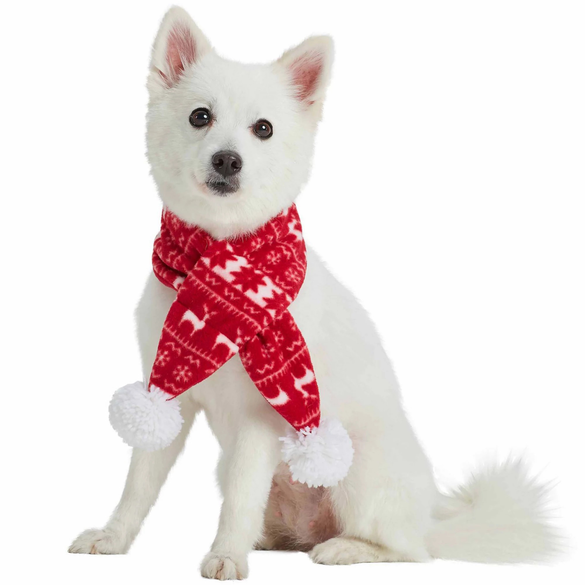 Blueberry Pet Christmas Reindeer & Snowflake Fleece Pom Pom Dog Scarf | Kohl's