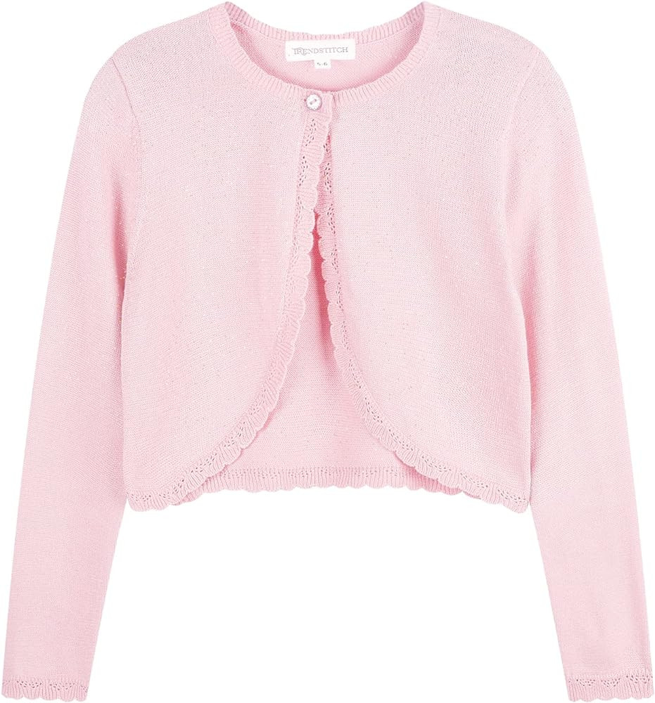 Girls Long Sleeve Sparkle Bolero Cardigan Kids Button Closure Knitted Shrug Cropped Sweaters Tops... | Amazon (US)