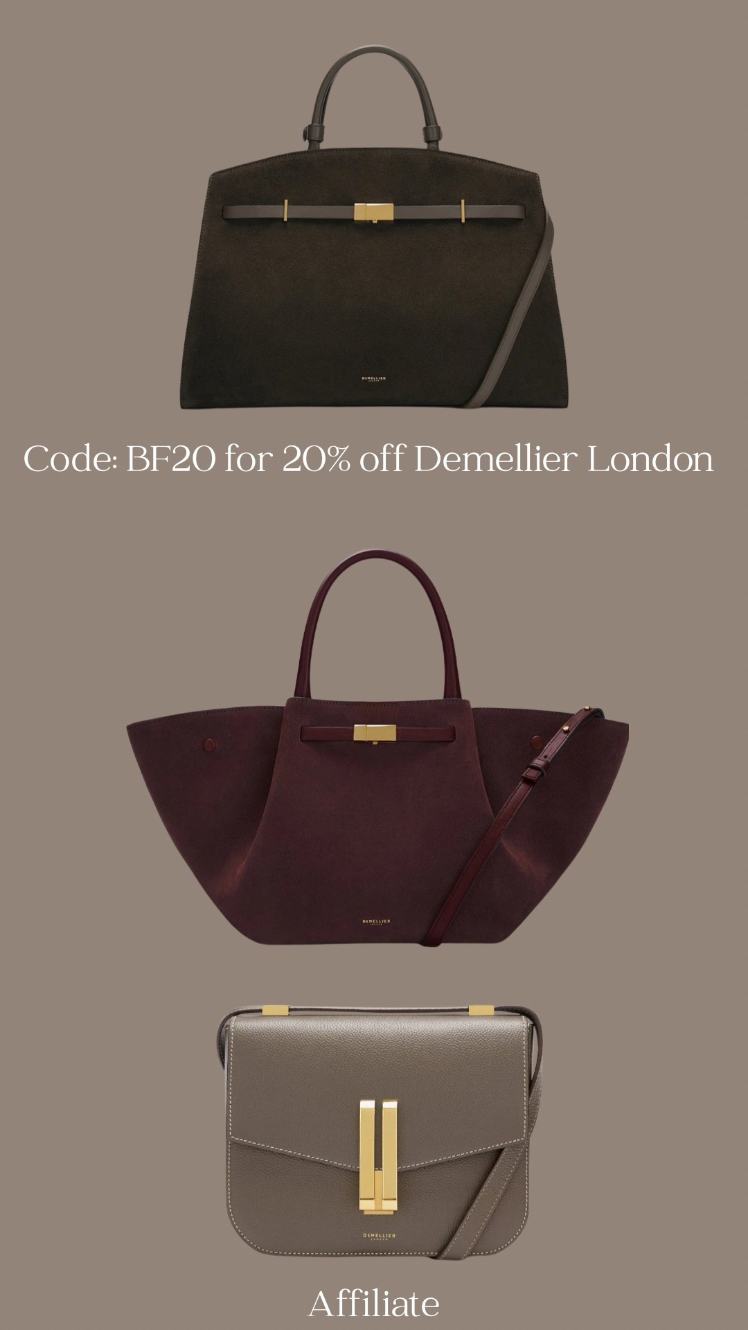Code BF20 to save on all the Demellier London collection for Black Friday / cyber week 

#LTKCyberWeek #LTKsale #LTKbag