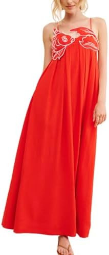 Womens Koi Fish Long Strap Dress 3D Fish High Waist Maxi Cami Dress | Amazon (US)