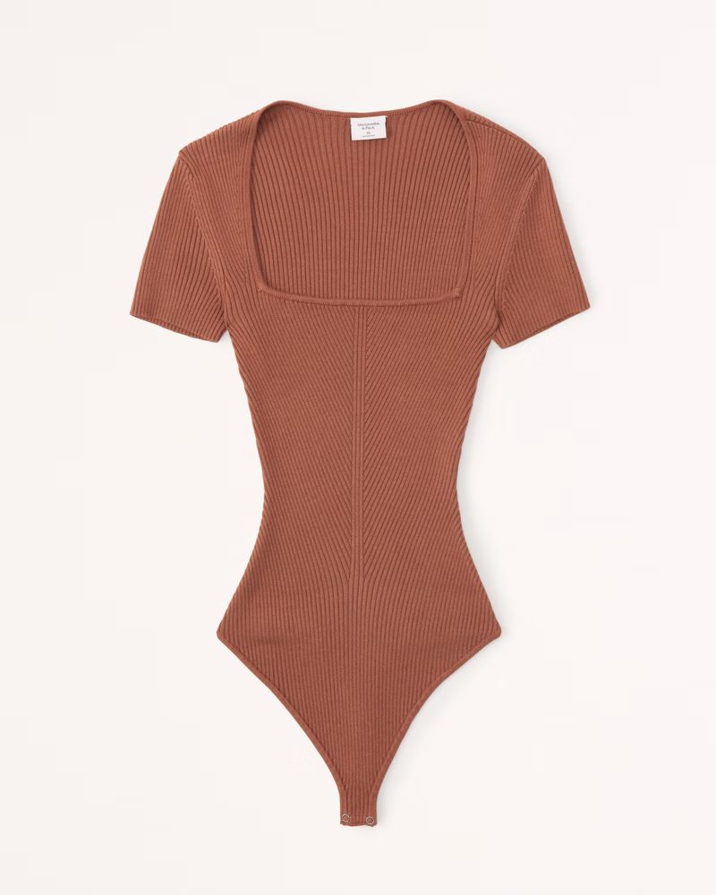 Short-Sleeve Portrait Neck Bodysuit | Abercrombie & Fitch (US)