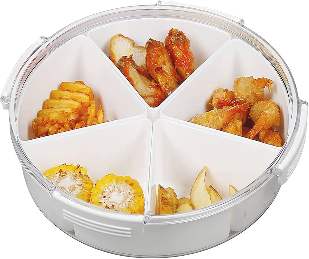 Greentainer Divided Serving Tray with Lid, Removable Divided Platter Food Storage Containers with... | Amazon (UK)