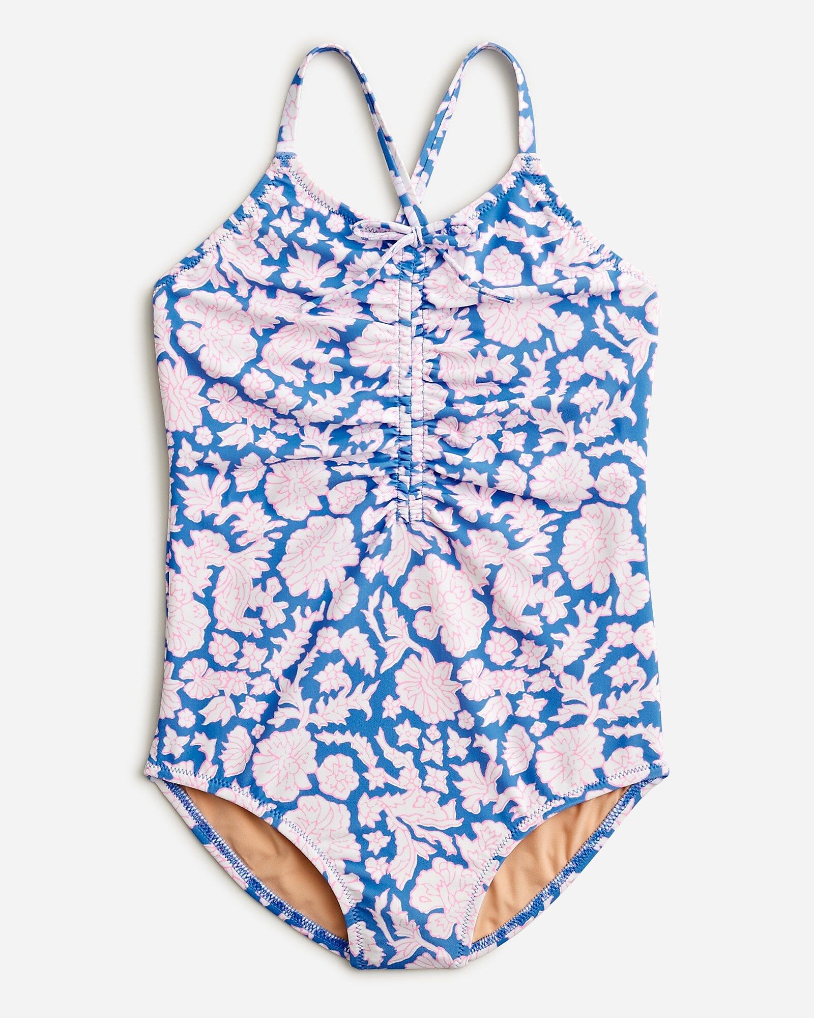 SZ Blockprints™ X crewcuts ruched one-piece swimsuit in floral | J.Crew US