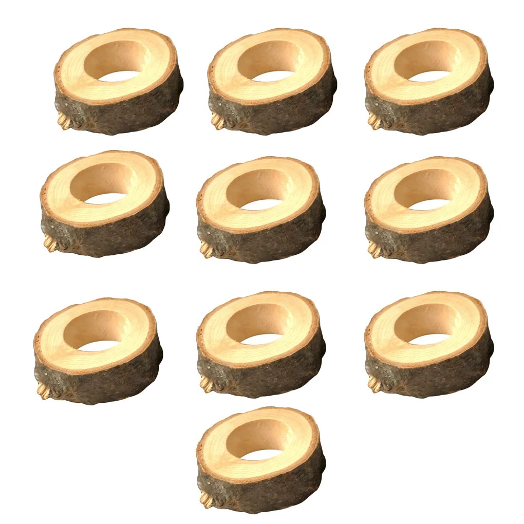 10pcs Rustic Wood Napkin Ring Set Dinner Table Decoration Serviette Buckle Holder for Party Banqu... | Walmart (US)