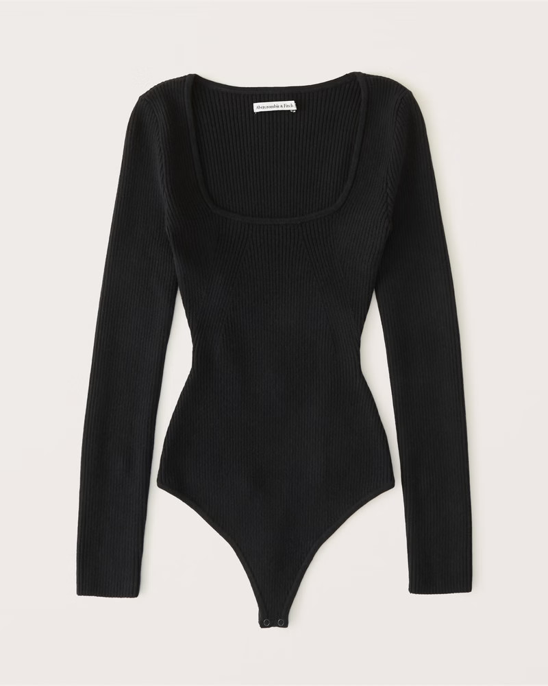Long-Sleeve Squareneck Sweater Bodysuit | Abercrombie & Fitch (US)