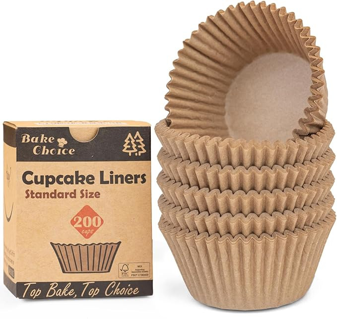Non-stick 200pcs Standard Cupcake Liners for Baking, Natural, Food-grade Cupcake Wrapper, Greasep... | Amazon (US)