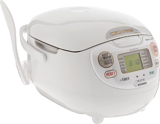 Zojirushi NS-ZCC10 Neuro Fuzzy Cooker, 5.5-Cup uncooked rice / 1L, White | Amazon (US)