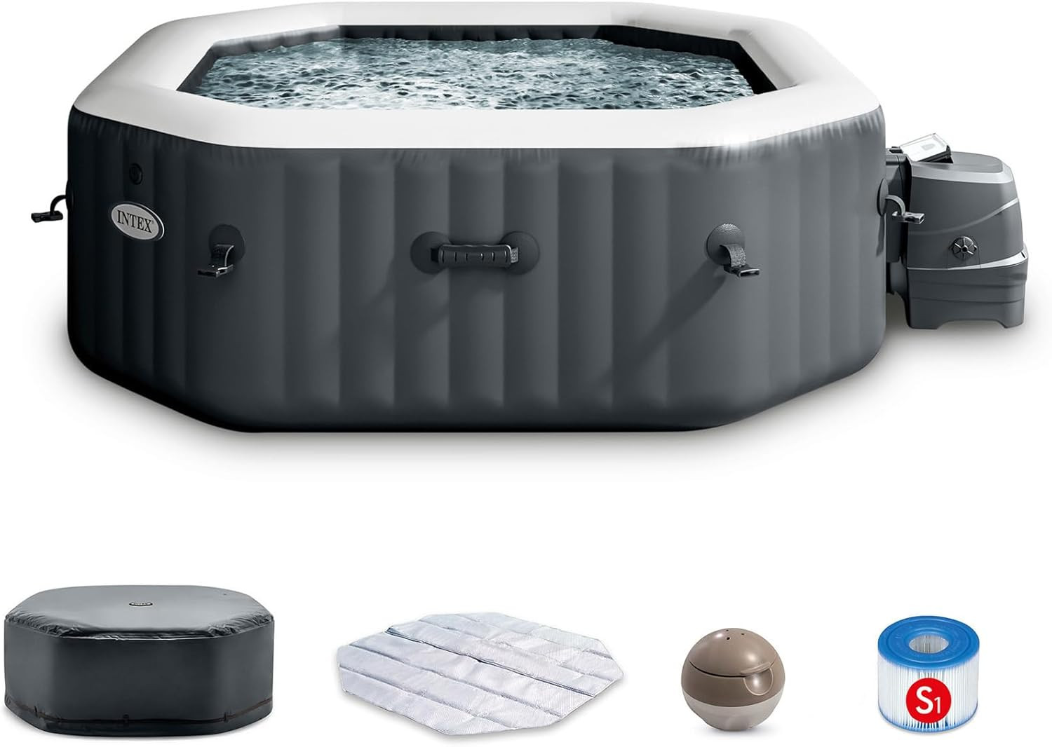 INTEX 28433EP PureSpa Bubble Deluxe Spa Set: Includes Energy Efficient Spa Cover – 120 Bubble J... | Amazon (US)