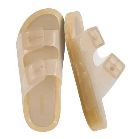 Cushionaire Pool Slides For Women Waterproof Double Buckle Adjustable Slip-On Womens Sandals For Beach Shower Casual Wear | Walmart (US)