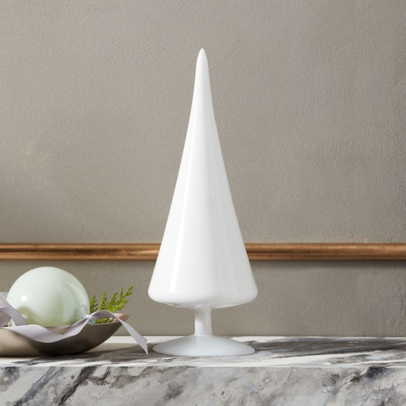 Paz White Glass Christmas Tree 11.5" + Reviews | CB2 | CB2