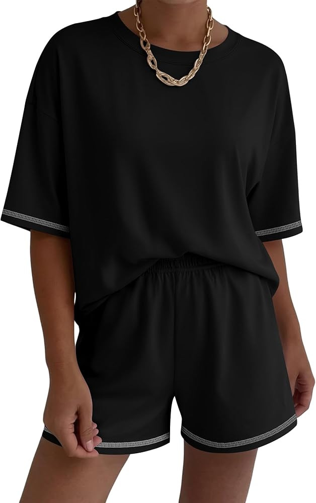 Ekouaer Lounge Sets for Women 2 Piece Shorts Sets Moisture Wicking Casual Summer Short Sleeve Mat... | Amazon (US)