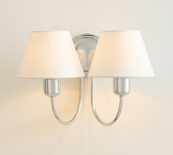 Holmes Linen Shade Double Sconce (15") | Pottery Barn (US)