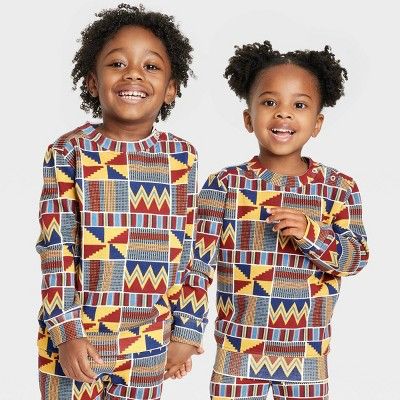 Black History Month Toddler Nkabom Crewneck Pullover Sweater - Blue Abstract | Target