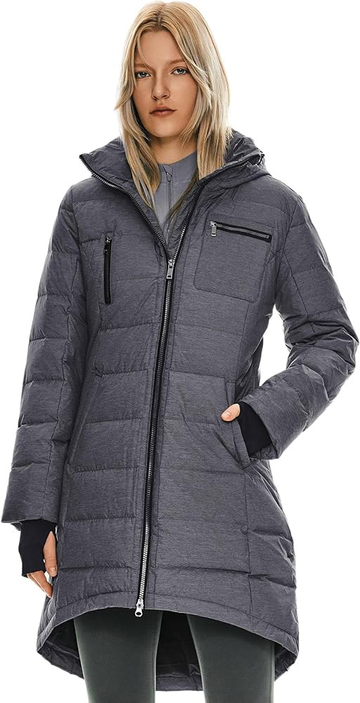 Orolay Women's Winter Down Jacket Long Quilted Puffer Coat Warm Hooded Slim Fit Outerwear | Amazon (US)
