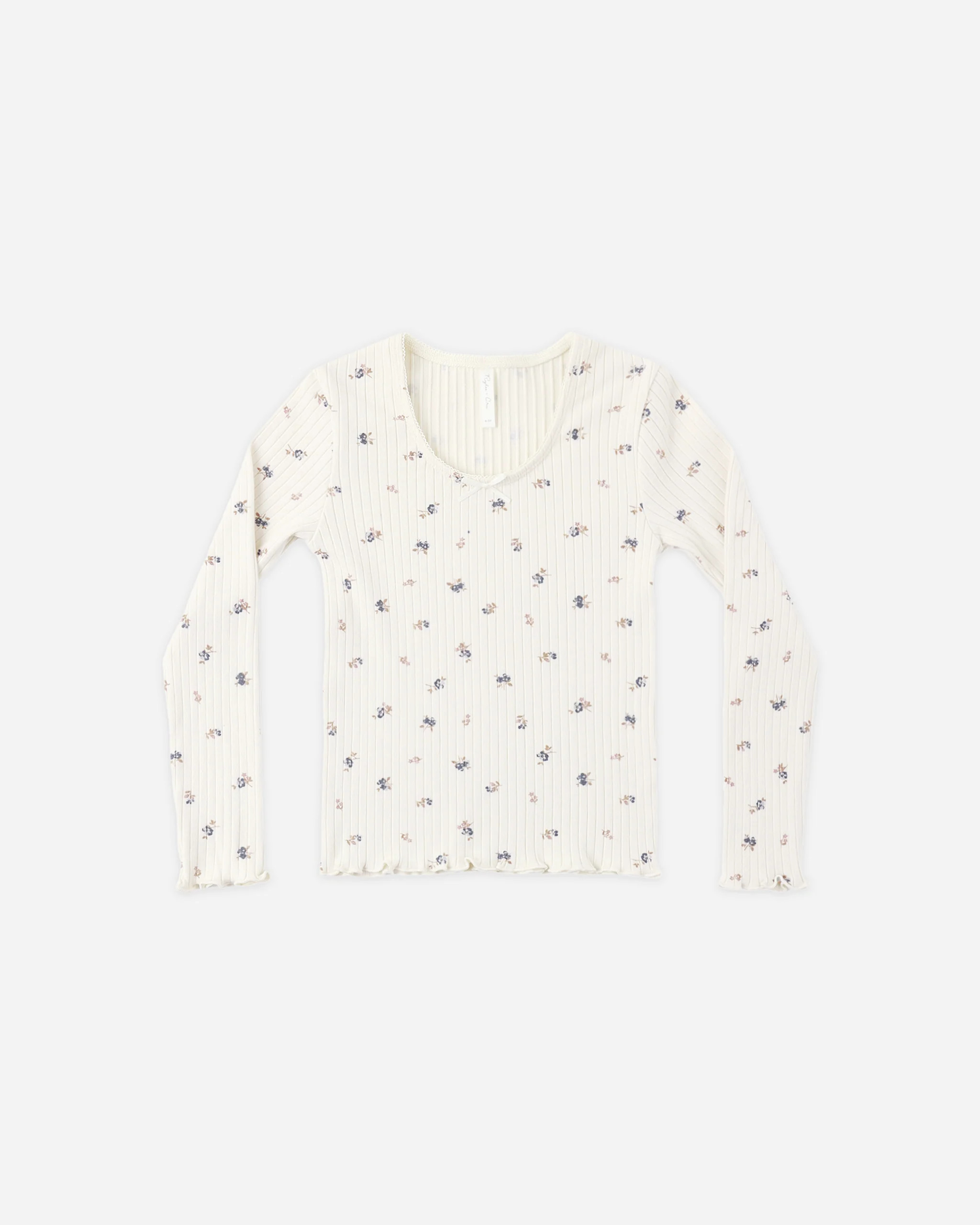 Ribbed Long Sleeve Natural Ditsy | Rylee + Cru