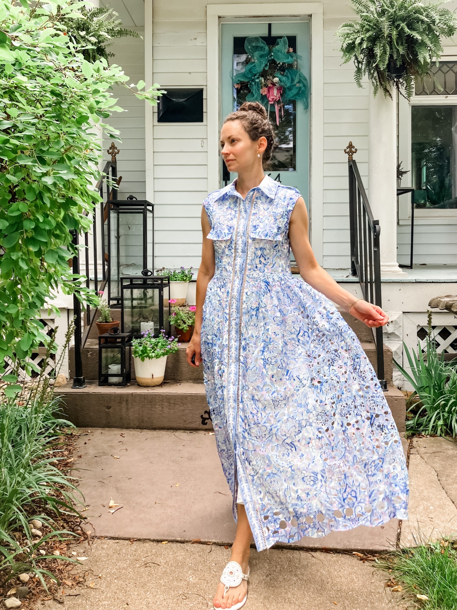 Beautiful lace dress!
Petite outfit. Modest dress. Blue and white outfit. Summer dress. 

#LTKStyleTip #LTKPetite #LTKOver40