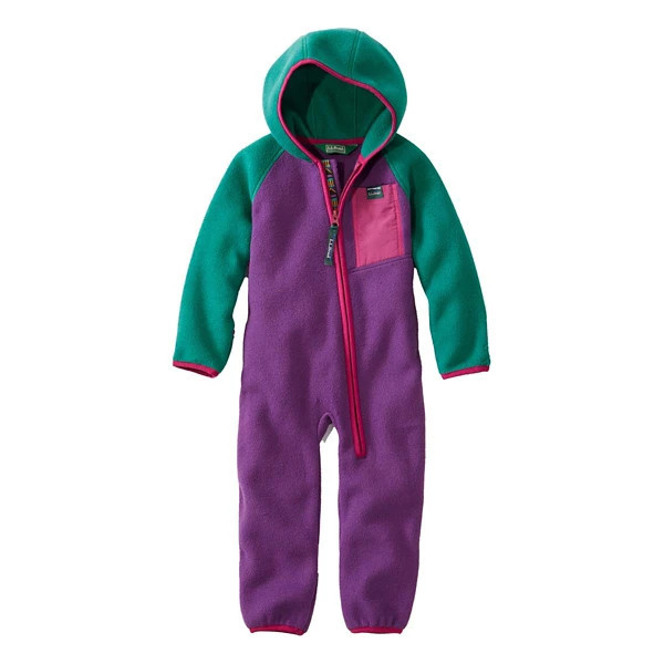 Girls' L.L.Bean Retro Mountain Classic Fleece Colorblock One Piece Bunting Baby 0/3 mo. Warm Teal/Purple Horizon | Scheels