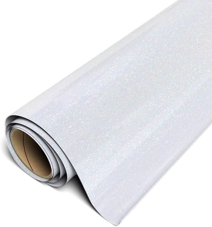 Siser Glitter HTV 12"x3ft Roll (Rainbow White) Iron on Heat Transfer Vinyl | Amazon (US)