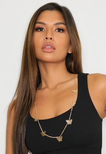 Gold Look Butterfly Sunglasses Chain | Missguided (US & CA)