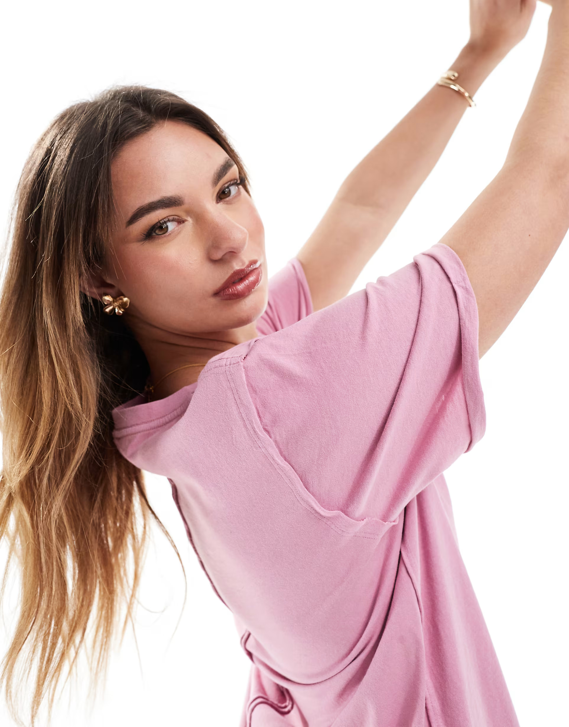 ASOS DESIGN - Ruimvallend regular-fit T-shirt met onafgewerkte rand in pruimenpaars met wassing |... | ASOS (Global)