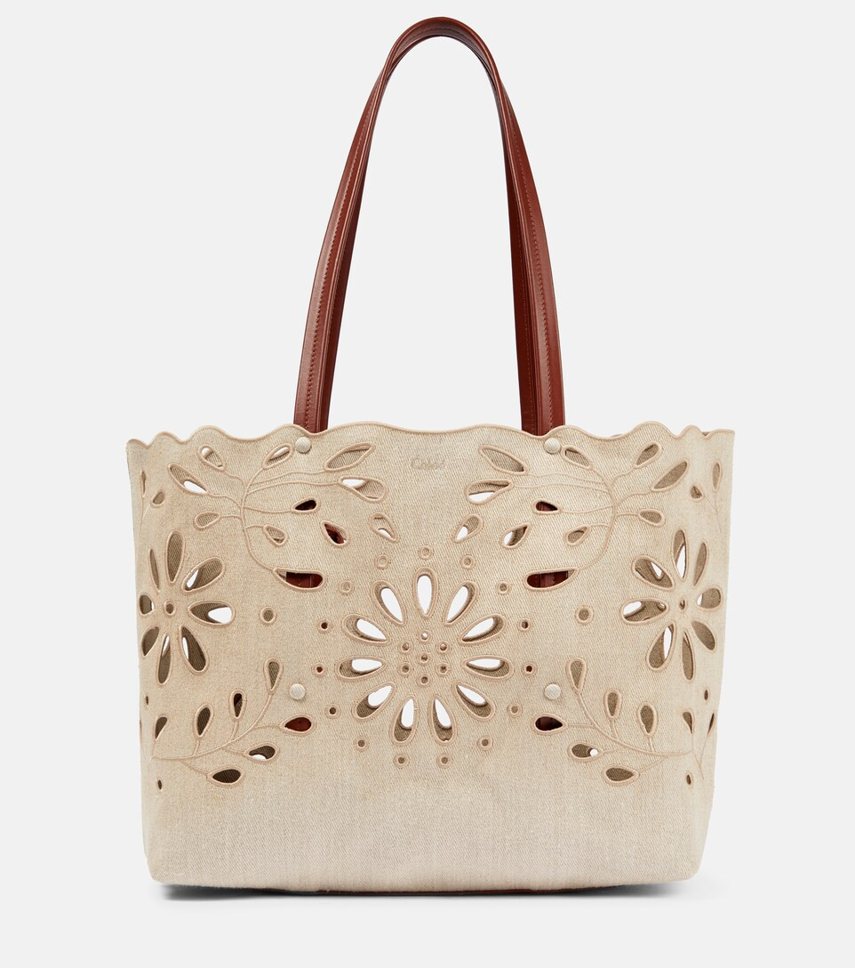 Kamilla Medium broderie anglaise linen tote | Mytheresa (US/CA)