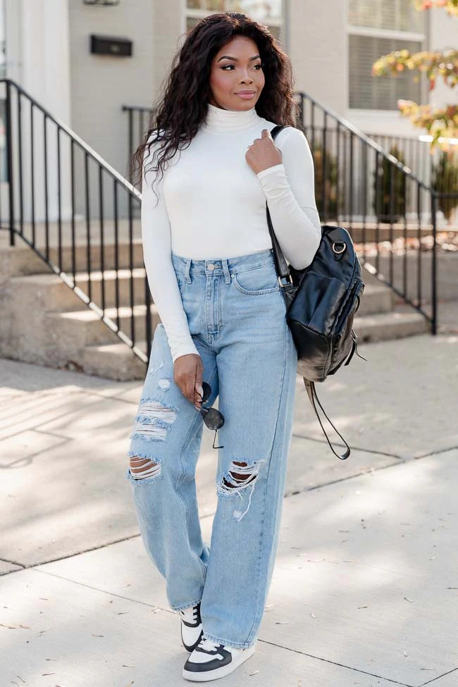Feeling The Fun Ivory Turtleneck Bodysuit | Pink Lily