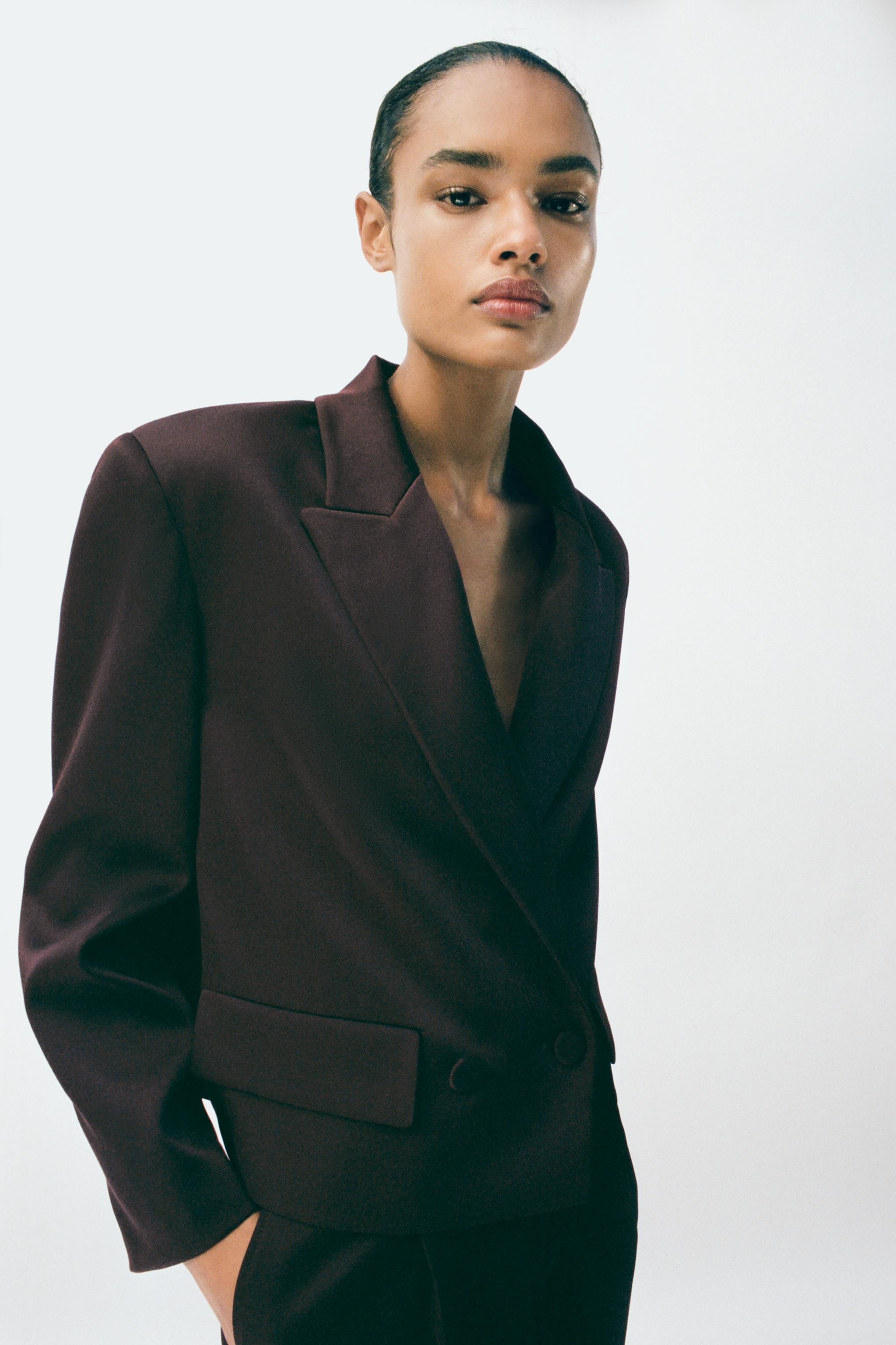 DOUBLE-BREASTED SATIN BLAZER | Zara UK