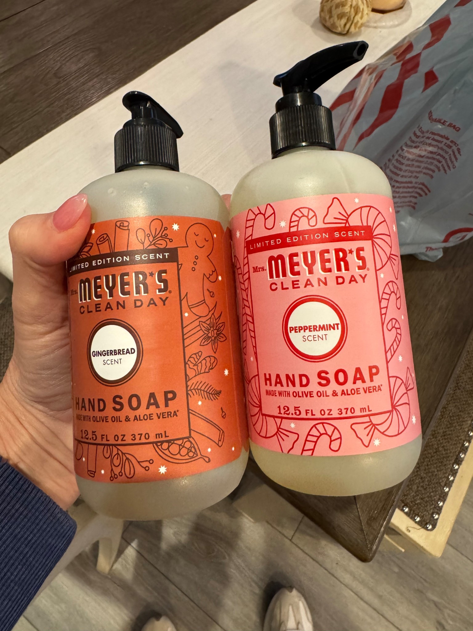 My absolute favorite scents! They smell so good that I put them in every bathroom! I bought an extra to go in a gift basket! Meyers holiday soap in gingerbread and peppermint! Target finds, hostess gift, holiday hand soap, 

#LTKGiftGuide #LTKselfcare #LTKHoliday