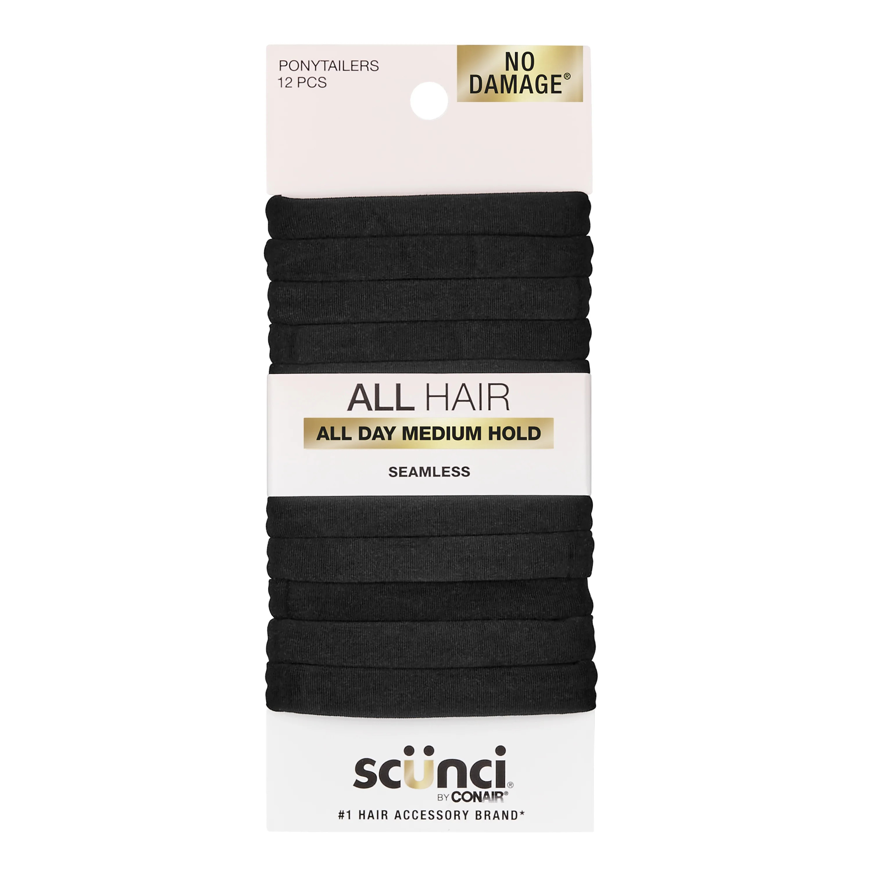 Scunci No Damage Hosiery Ponytail Hair Ties Black 12 Count | Walmart (US)
