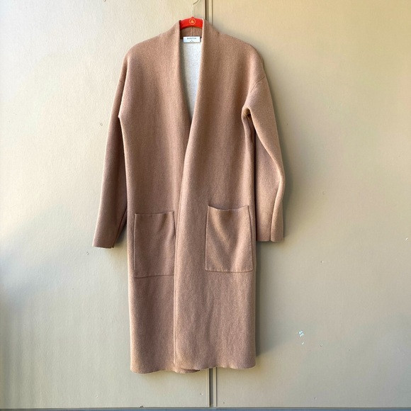 babaton camel long cardigan sweater jacket coat double face wool linen lance s m | Poshmark