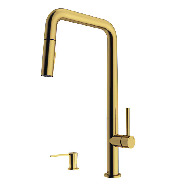 VIGO Parsons Matte Brushed Gold Single Handle Pull-down Kitchen Faucet with Soap Dispenser Includ... | Lowe's