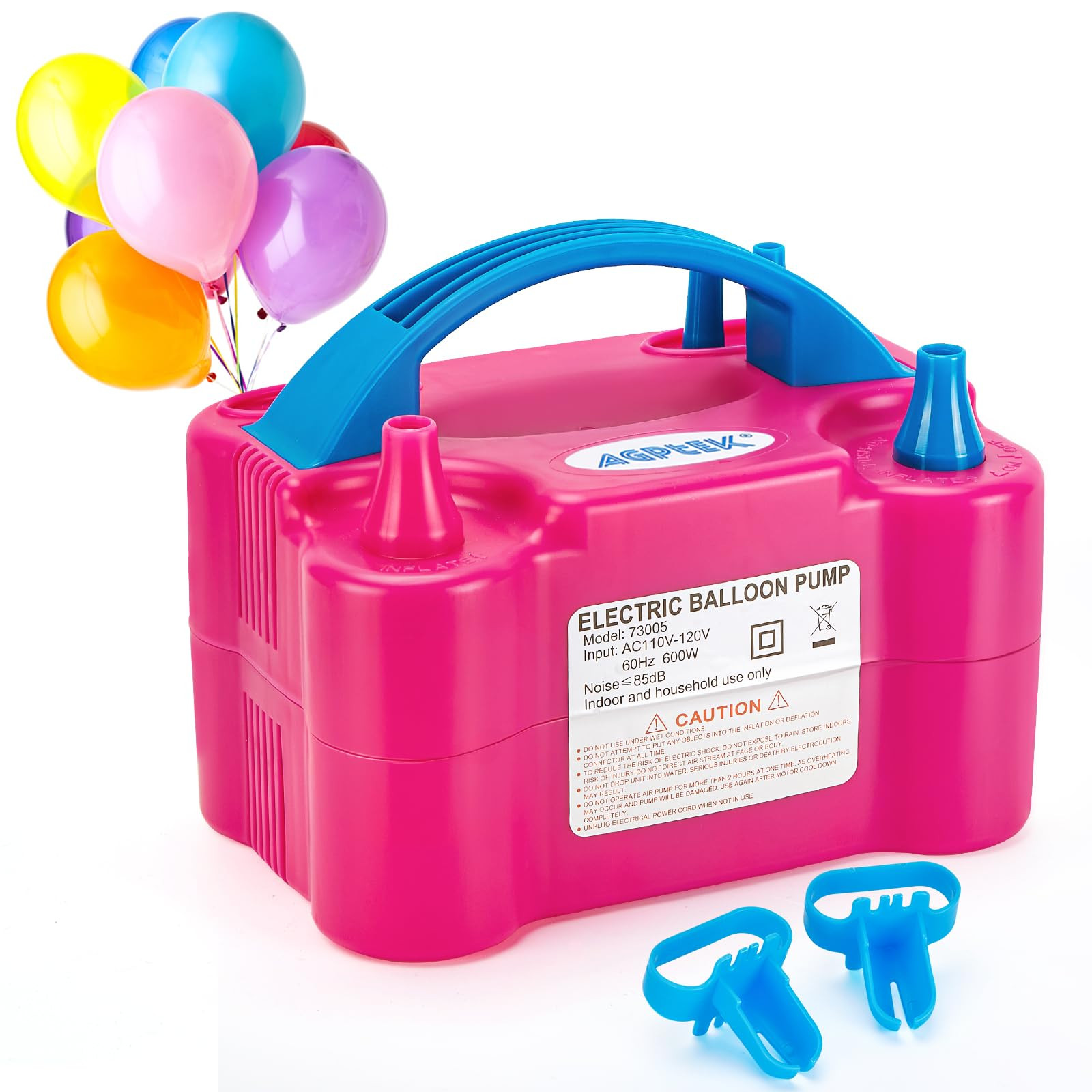 AGPTEK Electric Air Balloon Pump, 110V 600W Rose Red Portable Dual Nozzle Inflator/Blower for Par... | Amazon (US)