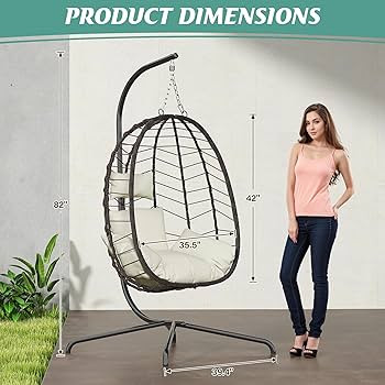 Hanging Egg Chair with Stand, Swinging Egg Chair Outdoor Indoor, Hanging Basket Chair with Cushio... | Amazon (US)