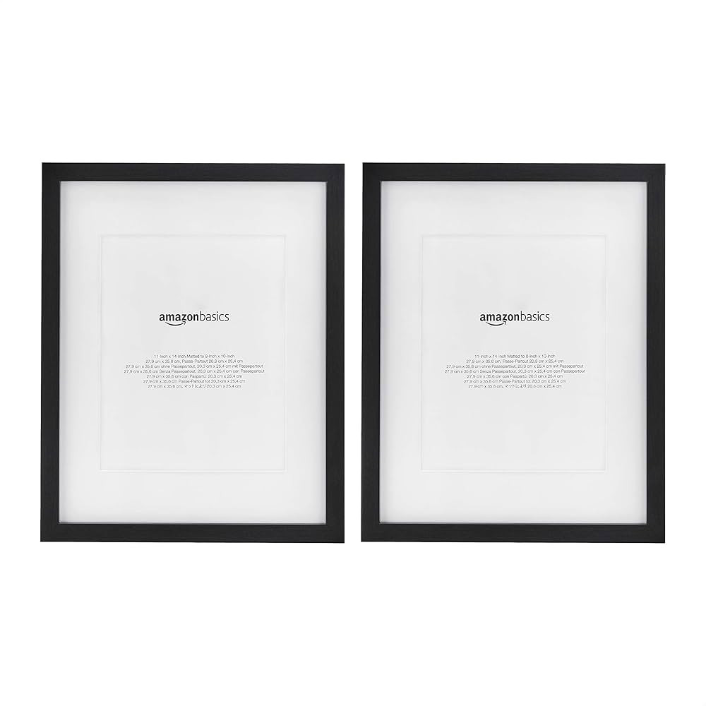 Amazon Basics 11" x 14" Photo Picture Frame or 8" x 10" with Mat - Black, 2-Pack | Amazon (US)