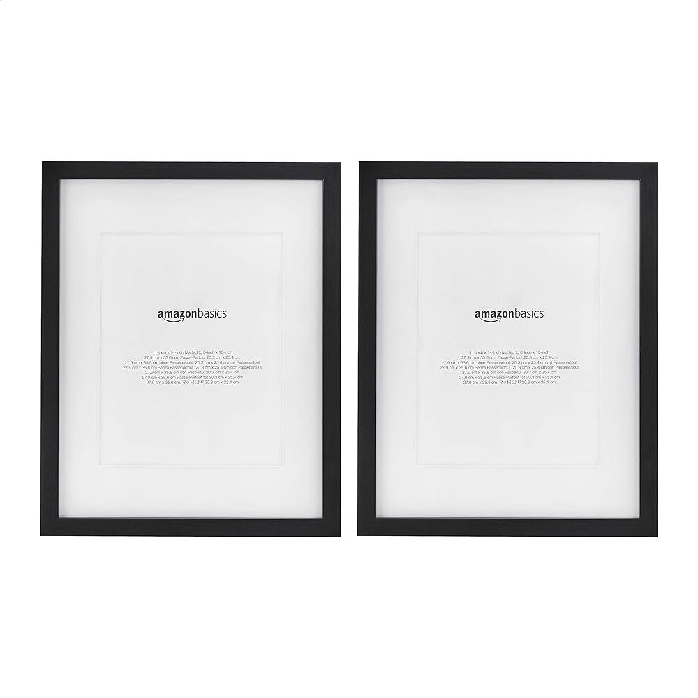 Amazon Basics 11" x 14" Photo Picture Frame or 8" x 10" with Mat - Black, 2-Pack | Amazon (US)
