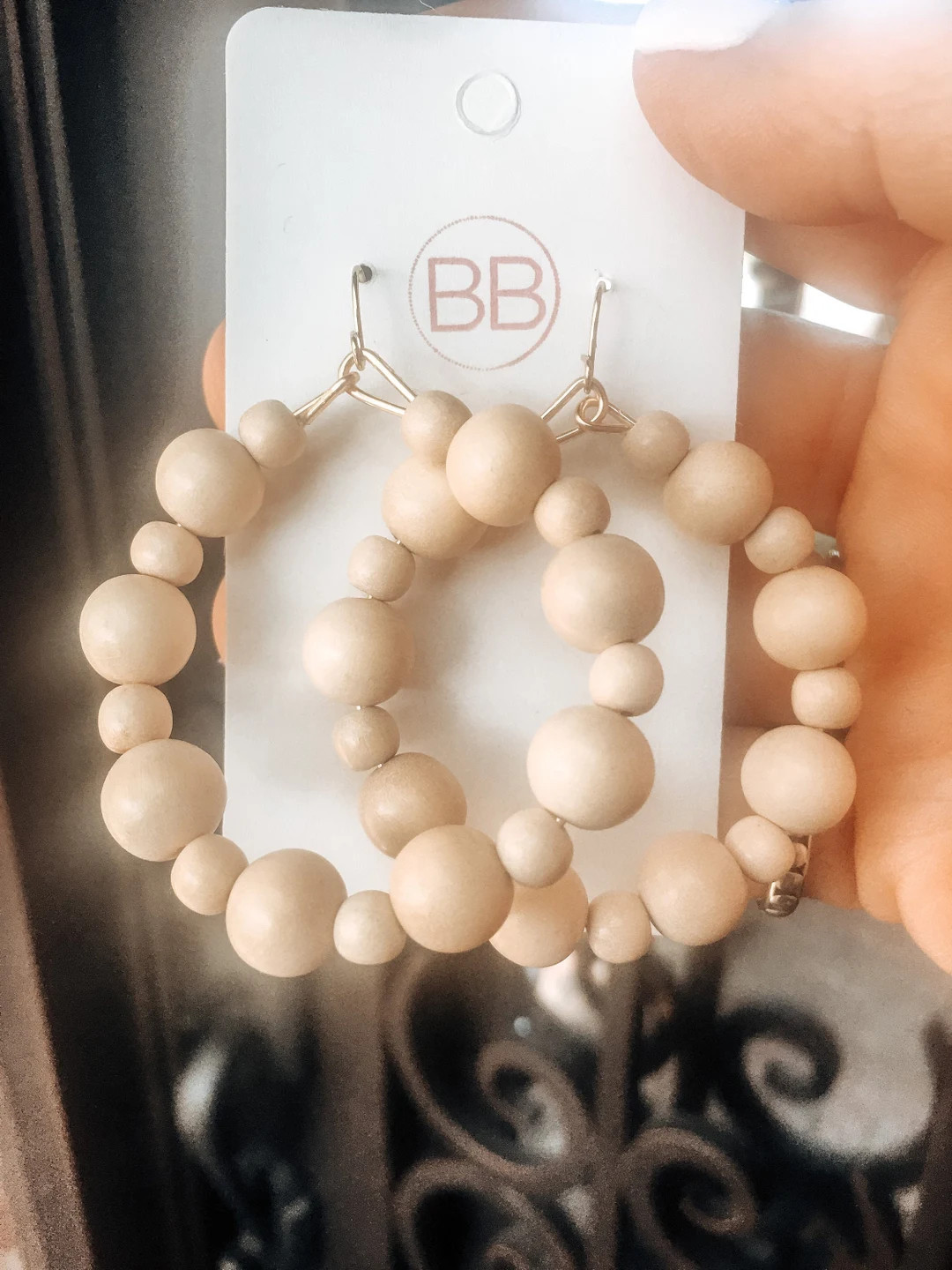 Natural Cream Alternating Wooden Bead Earrings - Etsy | Etsy (US)