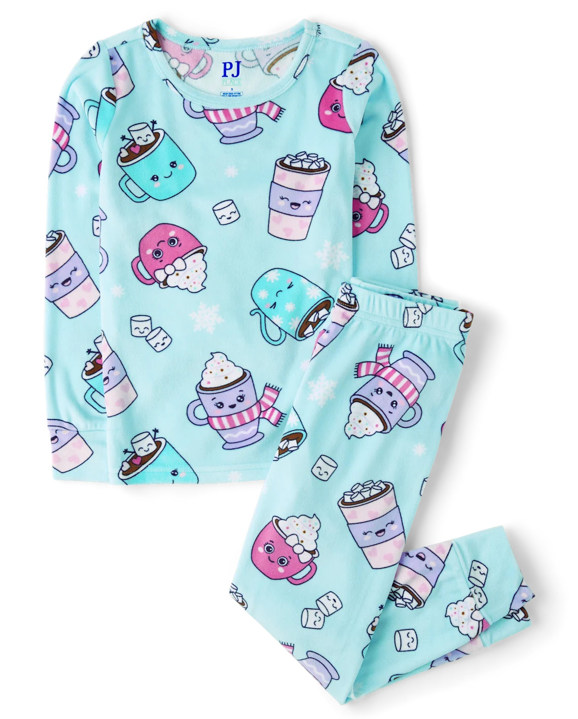 Girls Hot Cocoa Mug Velour Pajamas - blue | The Children's Place