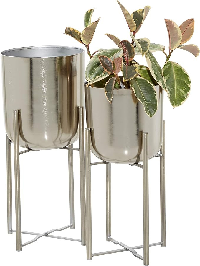 Deco 79 Metal Indoor Outdoor Planter Deep Recessed Dome Large Planter Pot with Removable Stand, S... | Amazon (US)