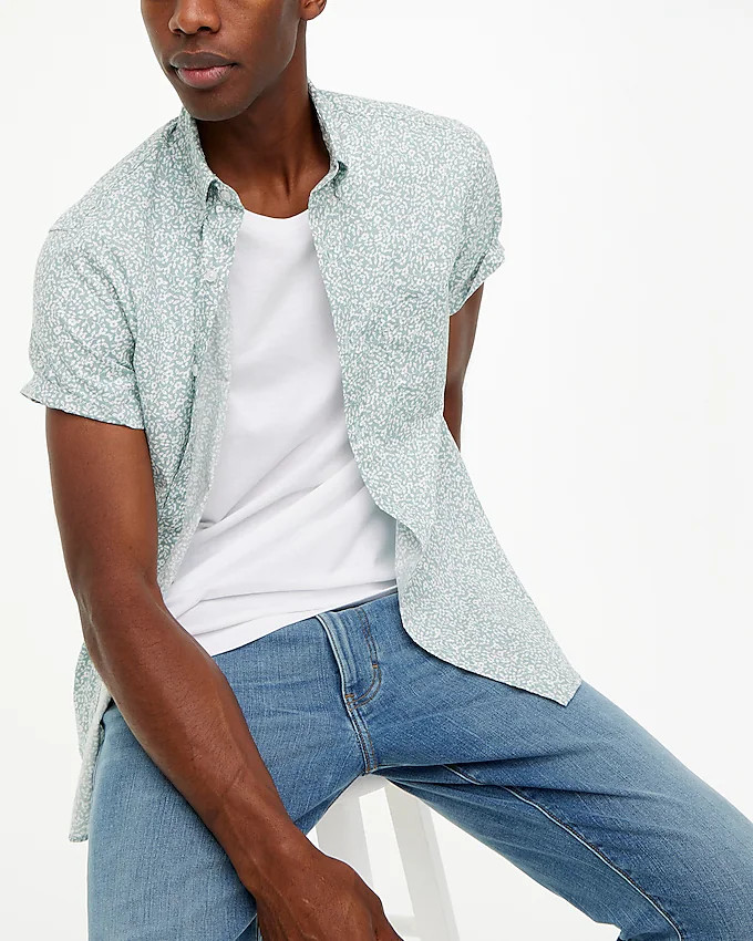 Printed short-sleeve slim flex casual shirt | J.Crew Factory